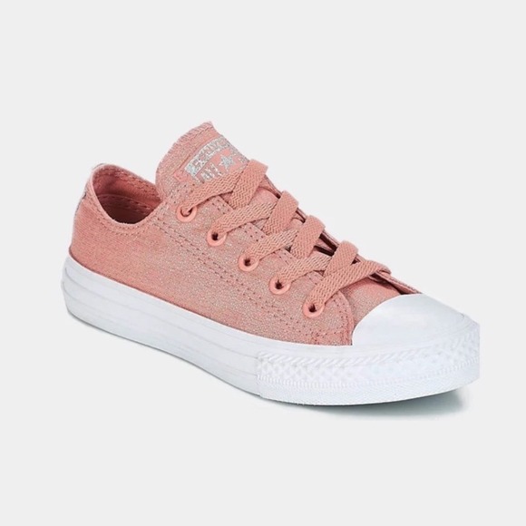 NWOT Converse All Star Pink Sparkly Lace Up Sneaker Junior Size 4, Women's 6 - Picture 1 of 8